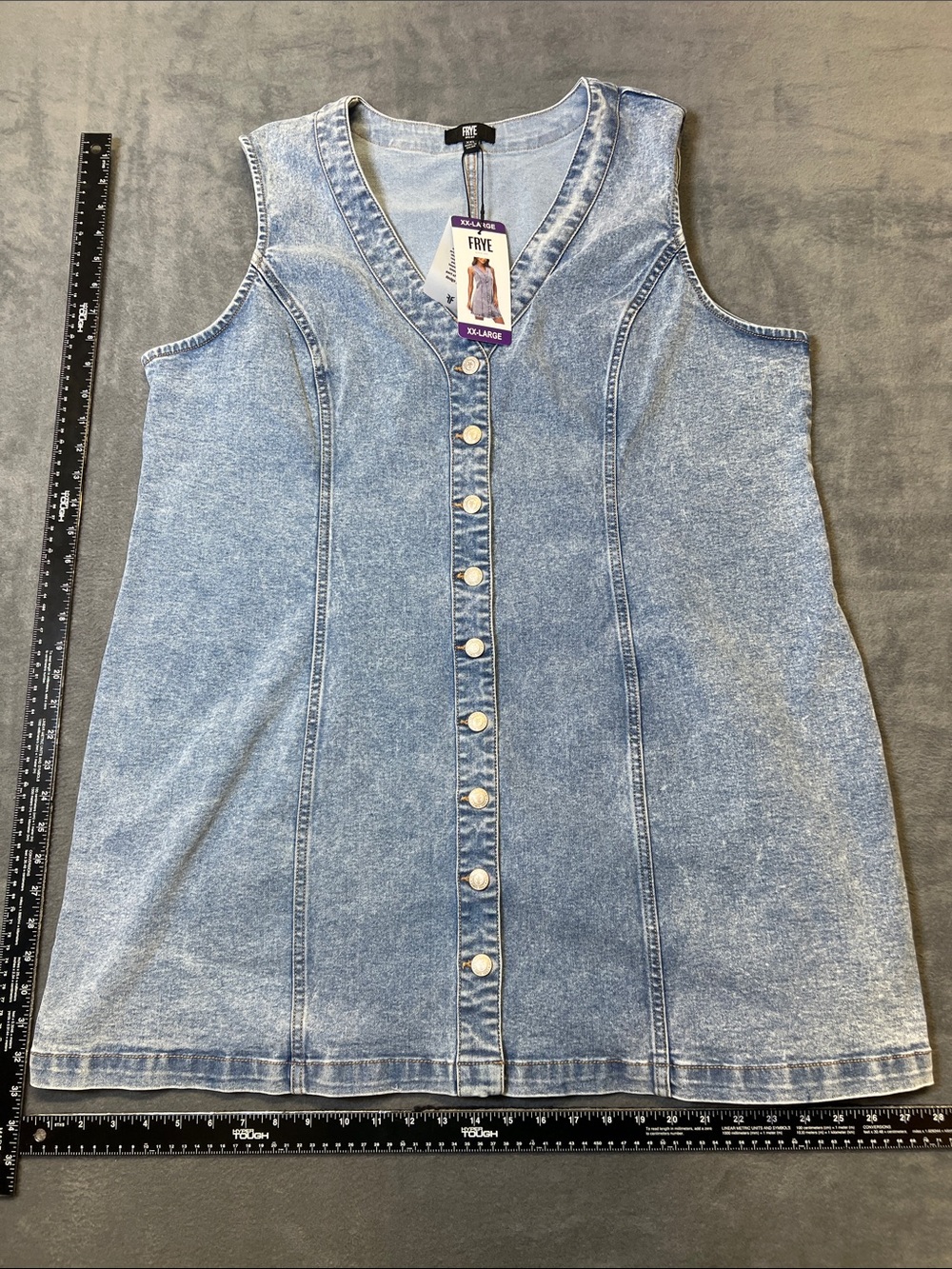 Frye Light Blue Acid Wash Denim Button-Front Tank Dress